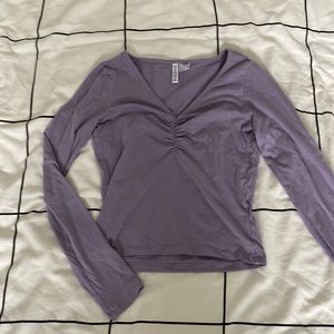 H&M Purple Ruched Long Sleeve